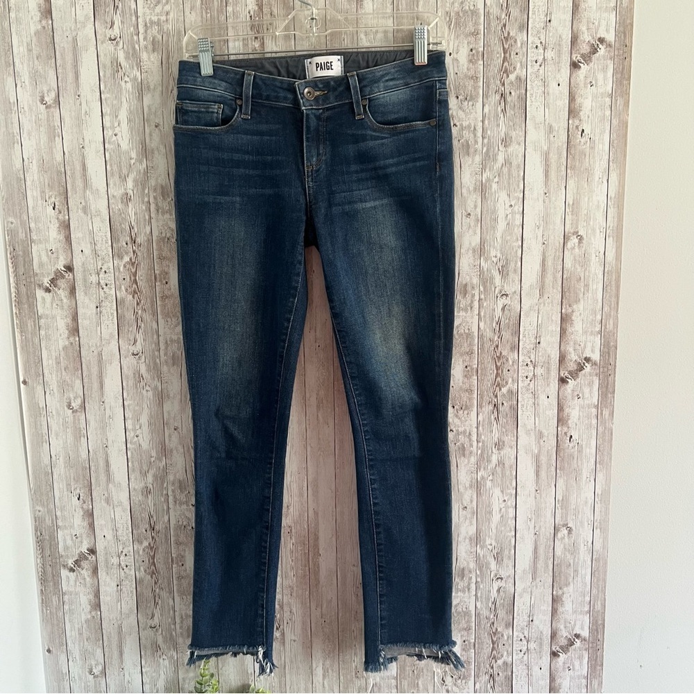 PAIGE Women's Skinny Ankle Peg Jeans Raw Hem Size 26